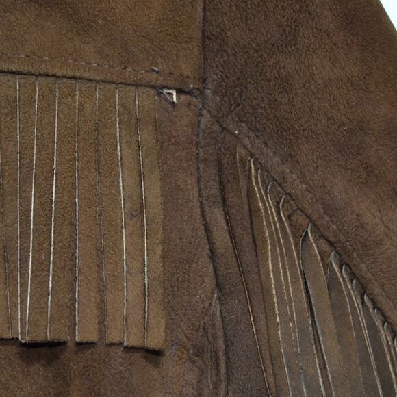 Vintage 1970's Brown Suede Fringe Jacket Size Small - Picture 7 of 13
